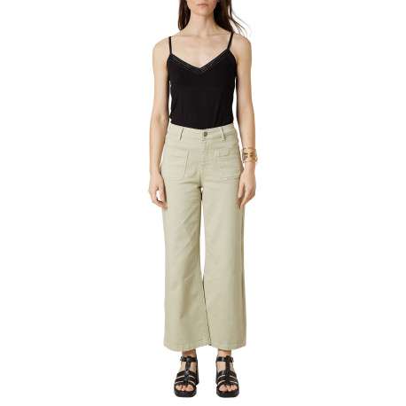 Pantalon kaki uni pourvu d'une coupe droite et de multiples poches - Image 3