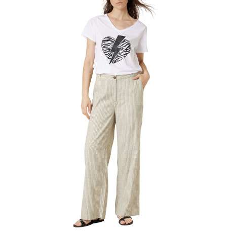 Pantalon chino kaki à rayures pourvu de passants pour la ceinture - Image 3
