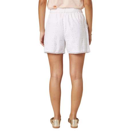 Short chino blanc uni pourvu d'une coupe droite et d'une taille élastiquée - Image 2