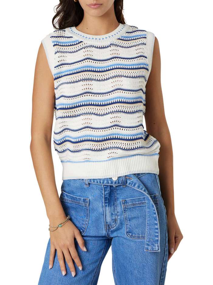 Pull bleu à rayures sans...