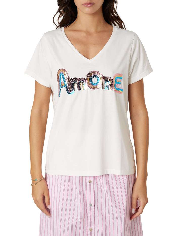 T-shirt blanc uni pourvu de...