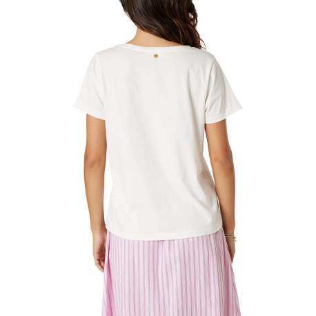 T-shirt blanc uni pourvu de manches courtes et d'une coupe droite - Image 2