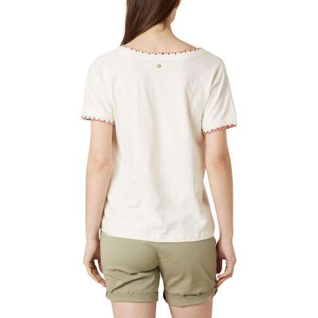 T-shirt écru uni pourvu de manches courtes et d'une coupe droite - Image 2