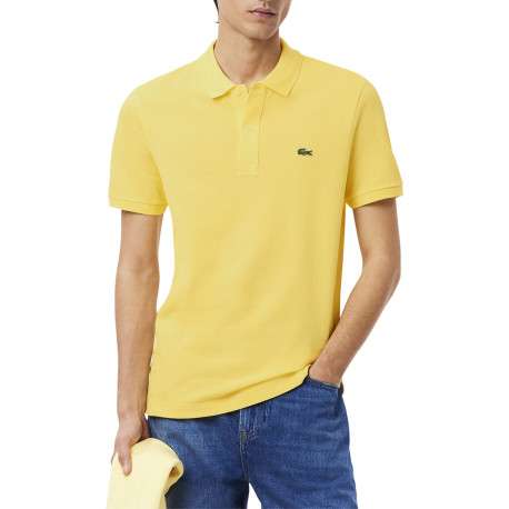 Polo en coton jaune à coupe droite pourvu d'un col à revers boutonné - Image 3