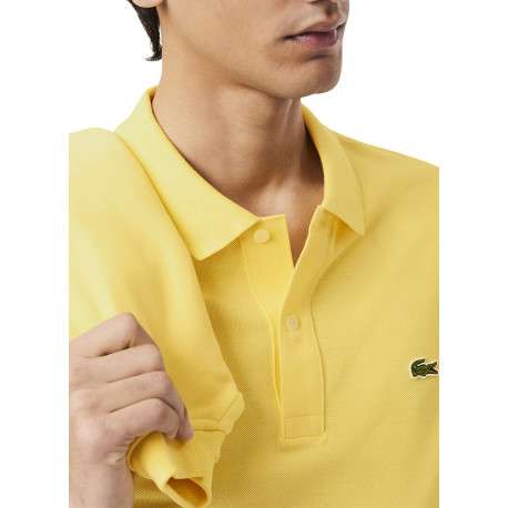 Polo en coton jaune à coupe droite pourvu d'un col à revers boutonné - Image 5