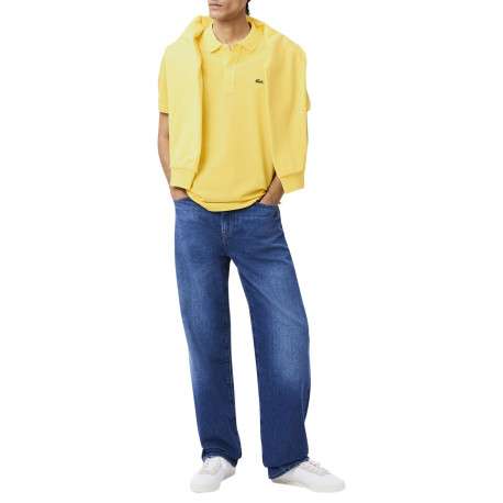 Polo en coton jaune à coupe droite pourvu d'un col à revers boutonné - Image 6