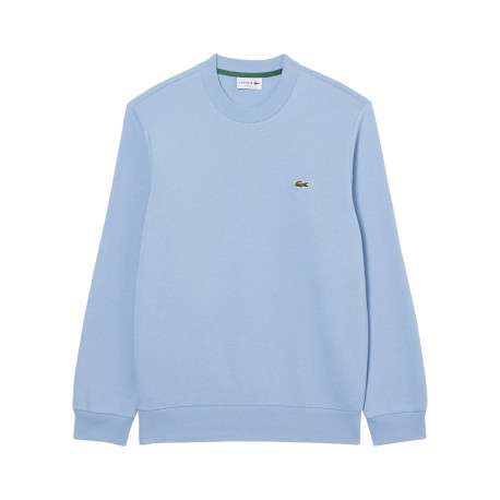 Sweat en coton mélangé bleu à coupe ajustée pourvu d'un col rond