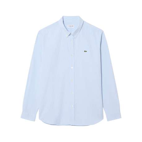 Chemise en coton bleu clair à coupe droite ornée d'un motif à carreaux