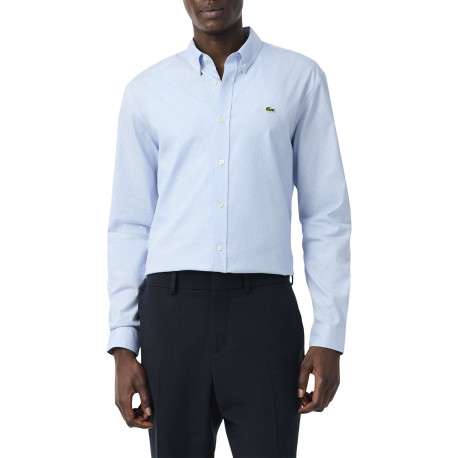 Chemise en coton bleu clair à coupe droite ornée d'un motif à carreaux - Image 3
