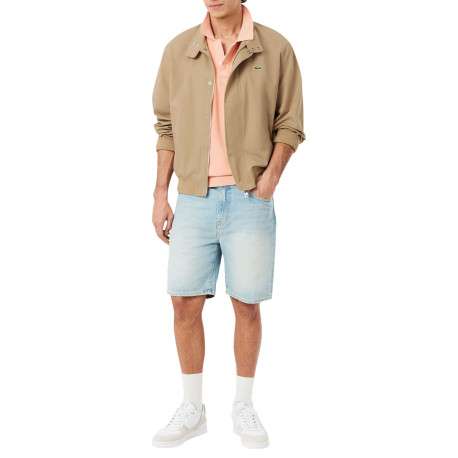 Blouson beige à coupe ajustée pourvu d'un col à boutons pression - Image 7