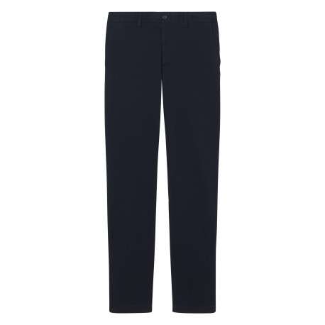 Pantalon chino en coton marine à coupe slim pourvu de poches plaquées