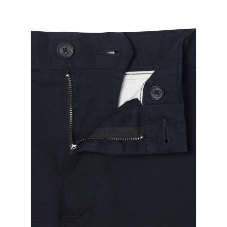 Pantalon chino en coton marine à coupe slim pourvu de poches plaquées - Image 2