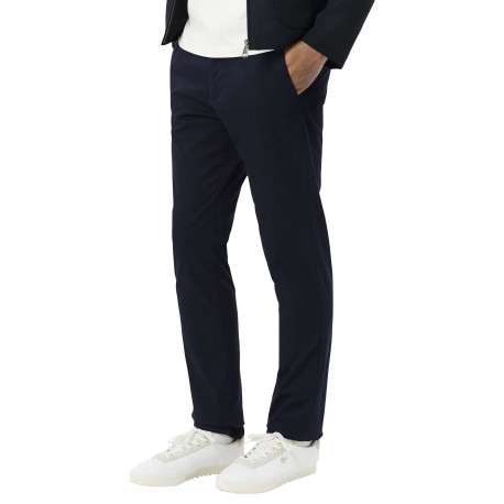 Pantalon chino en coton marine à coupe slim pourvu de poches plaquées - Image 3