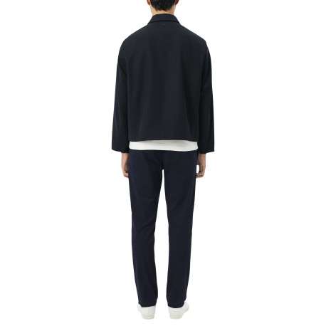 Pantalon chino en coton marine à coupe slim pourvu de poches plaquées - Image 4