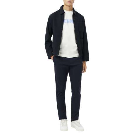 Pantalon chino en coton marine à coupe slim pourvu de poches plaquées - Image 5