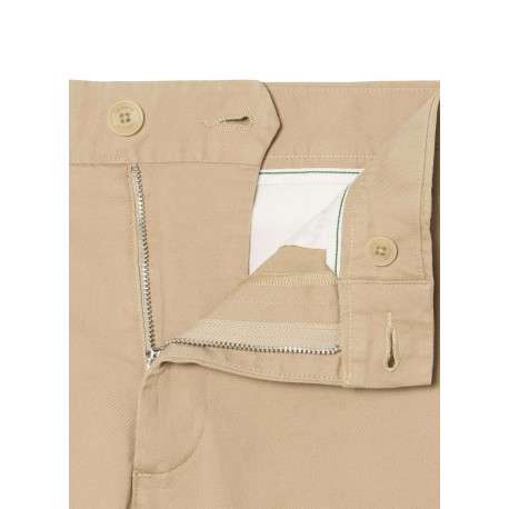 Pantalon chino en coton beige à coupe slim pourvu de poches plaquées - Image 2