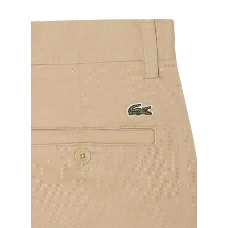 Pantalon chino en coton beige à coupe slim pourvu de poches plaquées - Image 4