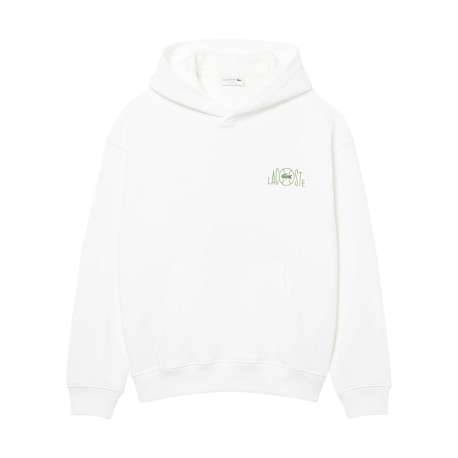 Sweat en coton blanc à coupe ajustée pourvu d'un col à capuche