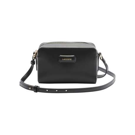 Sac à bandoulière noir en maille lisse pourvu d'une fermeture zippée