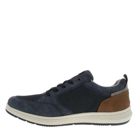 Sneakers bleu marine à talon plat avec des lacets et un zip latéral - Image 3