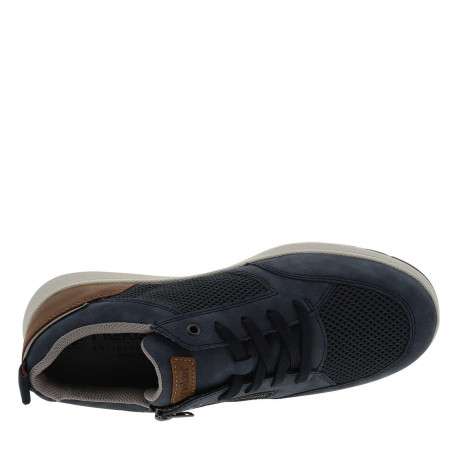Sneakers bleu marine à talon plat avec des lacets et un zip latéral - Image 5