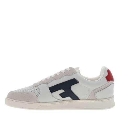 Tennis Hazel en cuir bleu marine à talon plat avec des lacets plats blancs