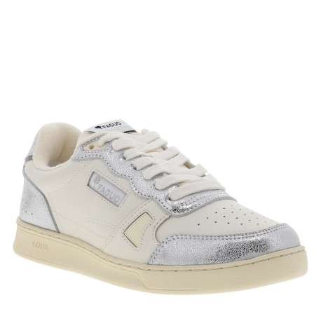 Baskets en cuir argent avec un talon plat et des lacets plats - Image 3