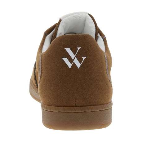 Tennis marron à talon plat avec le logo de la marque cousu sur les côtés - Image 6