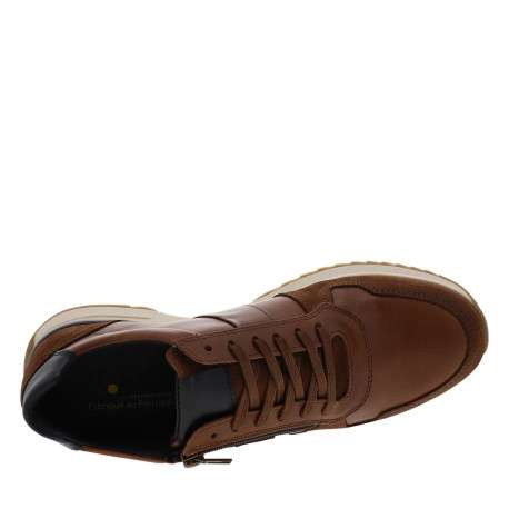Baskets running en cuir tan à talon plat avec des lacets et un et zip latéral - Image 4