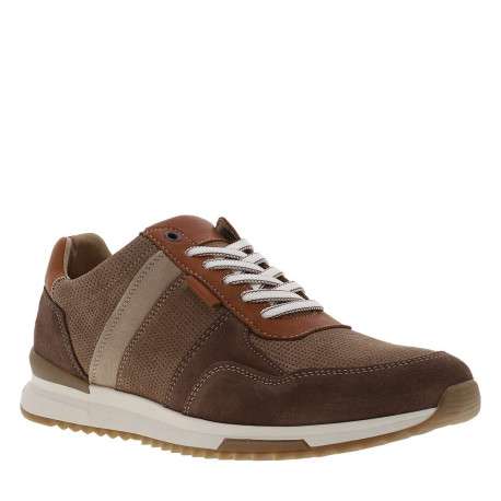 Baskets running en cuir taupe à talon plat avec des lacets tressés - Image 3