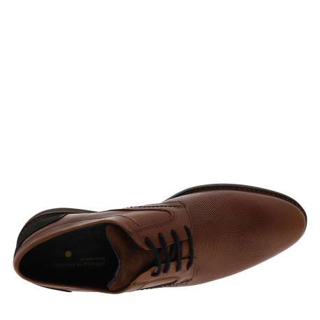 Derbies en cuir tan à talon décroché bas avec des lacets ronds - Image 4