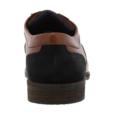 Derbies en cuir tan à talon décroché bas avec des lacets ronds - Image 6