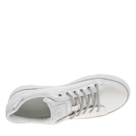 Tennis argent à talon compensé avec des lacets ronds pailletés - Image 4