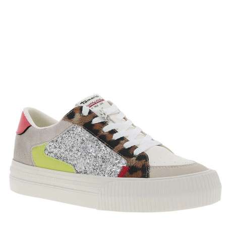 Tennis multicolores à talon compensé avec un patch de la marque sur la languette - Image 3