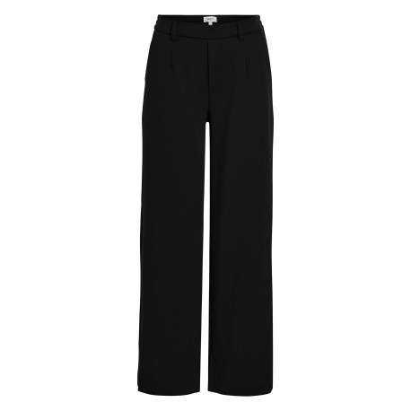 Pantalon chino noir uni pourvu d'une taille élastiquée et d'une coupe droite