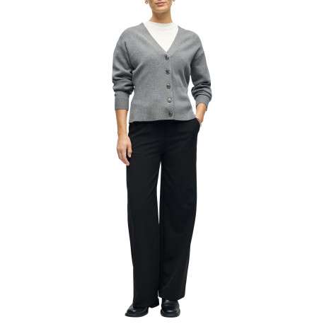 Pantalon chino noir uni pourvu d'une taille élastiquée et d'une coupe droite - Image 2