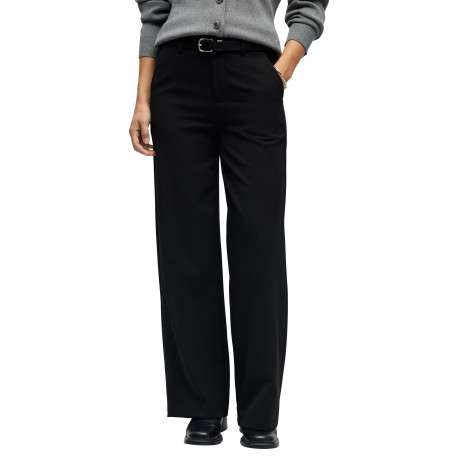 Pantalon chino noir uni pourvu d'une taille élastiquée et d'une coupe droite - Image 4