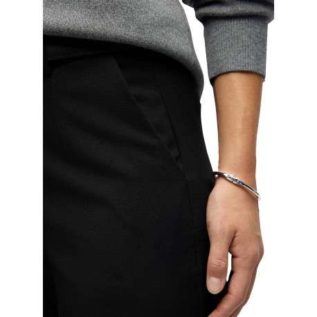 Pantalon chino noir uni pourvu d'une taille élastiquée et d'une coupe droite - Image 5