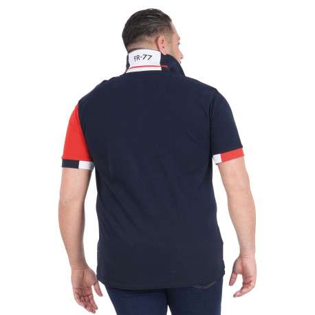 Polo en coton biologique marine uni pourvu d'un col boutonné - Image 2