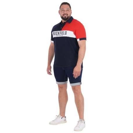 Polo en coton biologique marine uni pourvu d'un col boutonné - Image 3