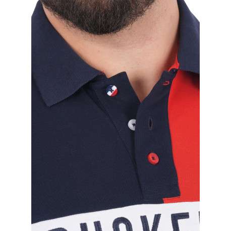 Polo en coton biologique marine uni pourvu d'un col boutonné - Image 5