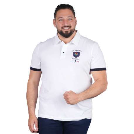 Polo en coton blanc uni pourvu de manches courtes et d'une coupe droite