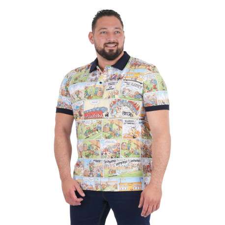 Polo en coton multicolore imprimé pourvu d'un col boutonné et d'une coupe droite