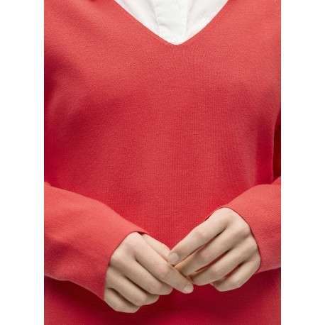 Pull rouge uni pourvu d'une coupe droite et de manches longues - Image 2