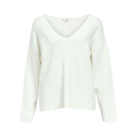 Pull blanc uni pourvu d'une coupe droite et de manches longues