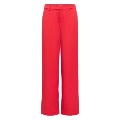 Pantalon chino rouge uni pourvu d'une coupe bootcut et d'une taille haute