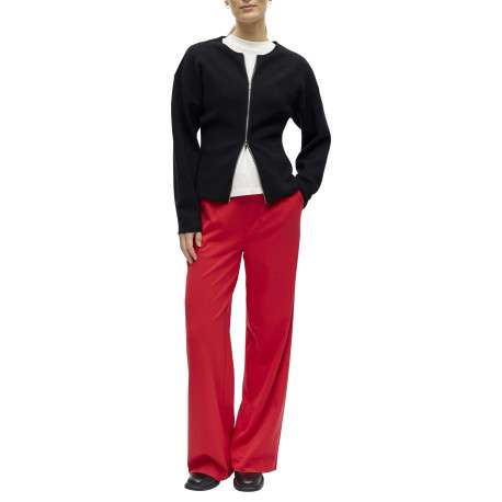 Pantalon chino rouge uni pourvu d'une coupe bootcut et d'une taille haute - Image 2