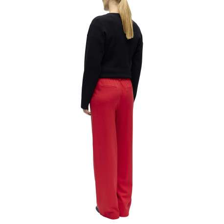 Pantalon chino rouge uni pourvu d'une coupe bootcut et d'une taille haute - Image 3