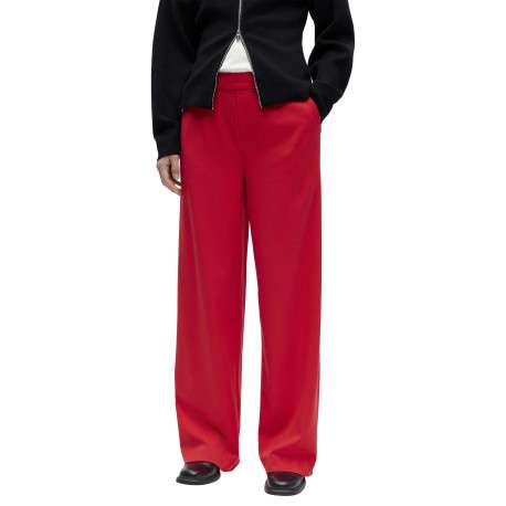 Pantalon chino rouge uni pourvu d'une coupe bootcut et d'une taille haute - Image 4
