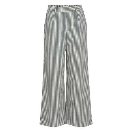 Pantalon chino blanc à rayures pourvu d'une coupe bootcut et d'une taille haute